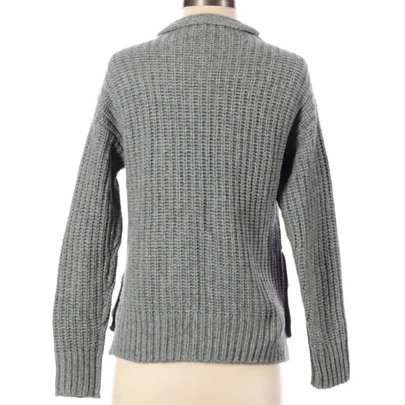 Madewell Grey Mockneck Side-Button Pullover Sweater Merino Wool Blend Size XXS - Picture 3 of 3
